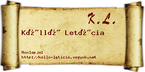 Kálló Letícia névjegykártya